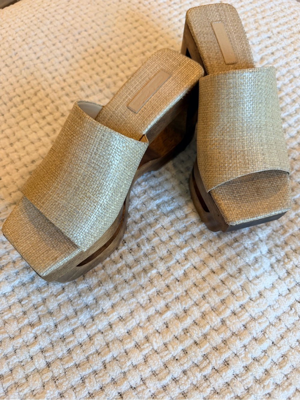 cult gaia Natural Woven Platform Mules